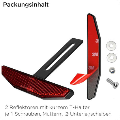 E4 Universal Motorrad Rückstrahler 125mm mit T-Halter, 2 Stück Set