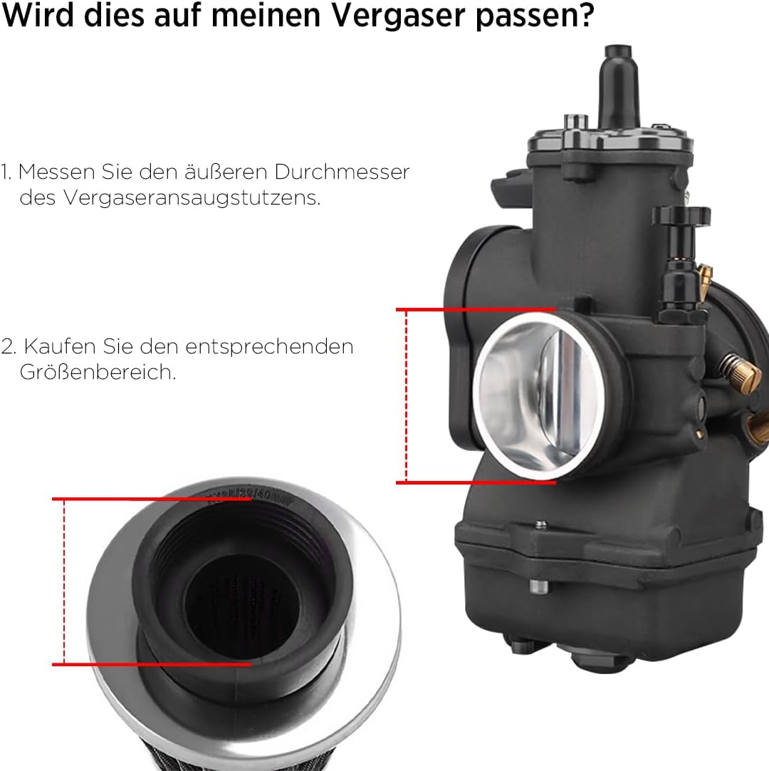Doppelschicht Stahl Luftfilter Motorrad, waschbar und wiederverwendbar, Verschiedene Größen