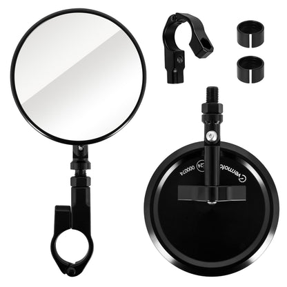 evermotor Motorrad Spiegel, E24, Ø95 mm, CNC Aluminium, 360° verstellbar, Lenker Spiegel mit Klemme, für 22 mm & 25,4 mm Lenker ohne Demontage, 1 Stück