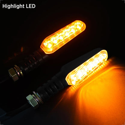 evermotor 6 LEDs Blinker Motorrad, Universal 12V 2.4W, E geprüft, 2 Stück | Wasserdicht IP67, Retro Schwarz, für e Scooter Quad ATV