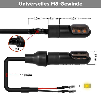 evermotor 12V LED Blinker Motorrad, E-geprüft Amber 2 Stück