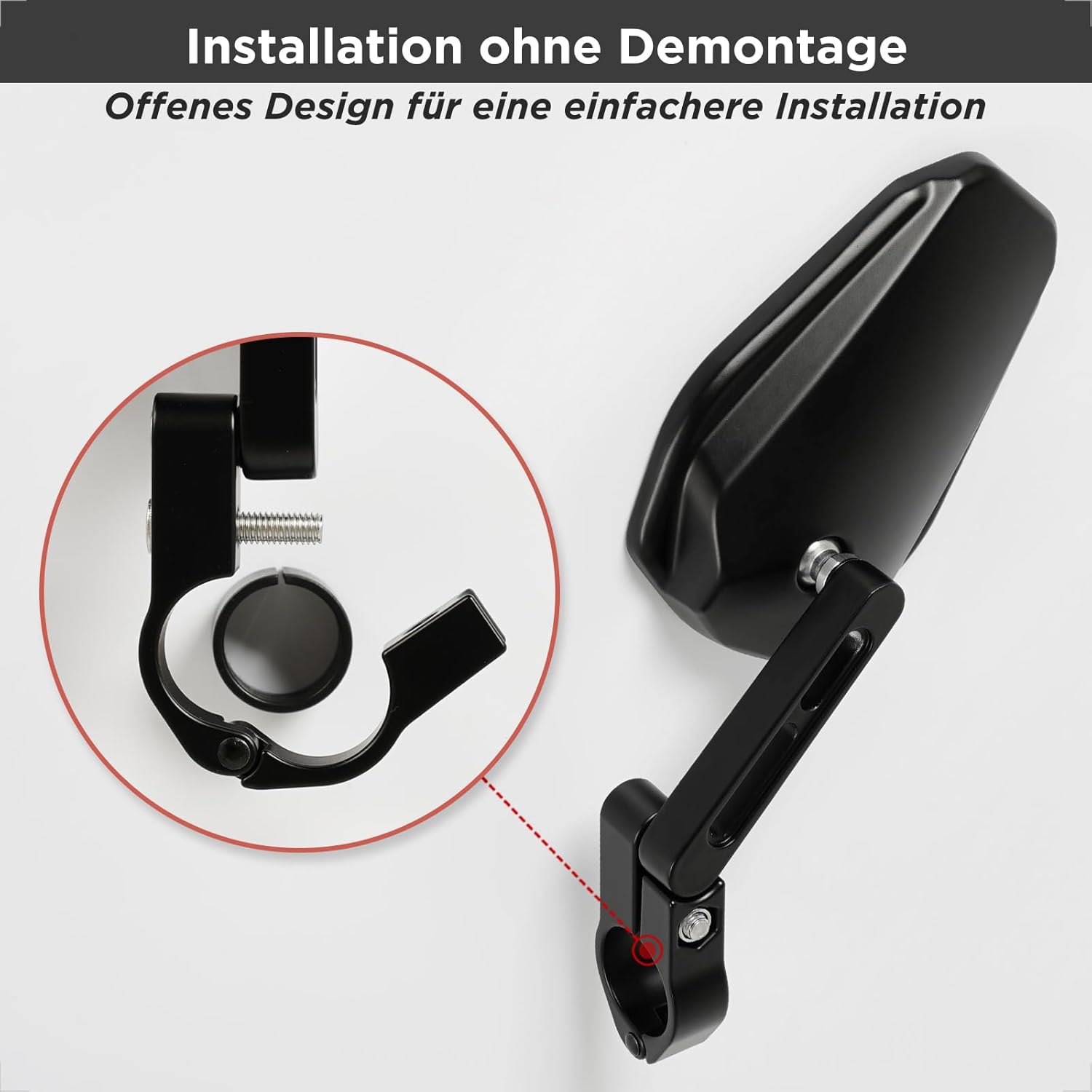 evermotor Motorrad Rückspiegel, Lenkerendenspiegel E-geprüft, 360° Verstellbar, Einfache Innenlenker-Montage, Universal für 22mm & 25,4mm Lenker, Schwarz (Aktualisierte Version)