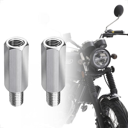 Evermotor Motorrad Spiegel Edelstahl Adapter M10 – 2 Stück Edelstahl Adapter mit Rechtsgewinde/Linksgewinde, Motorrad Motorroller Spiegel Adapter für Roller Rückspiegel Schrauben