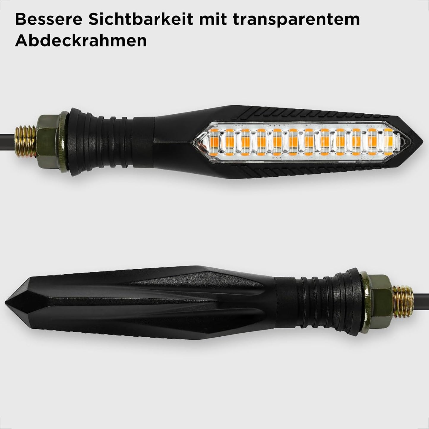 evermotor Lauflicht Blinker Motorrad LED 12V, 2 Stück Hohe Helligkeit Motorradblinker Laufeffekt, IP67 Wasserdicht, E-Geprüft, Kabellänge 300 mm