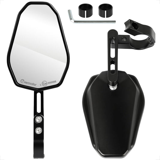 evermotor Motorrad Rückspiegel, Lenkerendenspiegel E-geprüft, 360° Verstellbar, Einfache Innenlenker-Montage, Universal für 22mm & 25,4mm Lenker, Schwarz (Aktualisierte Version)