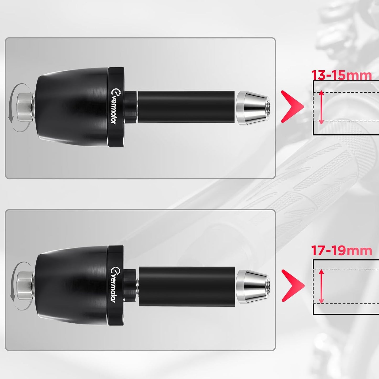 Evermotor 2 X Motorrad CNC Aluminum Lenkergriffe Lenkerenden, Motorrad Lenkergriffe Endkappen für Meisten Motorrand/Roller