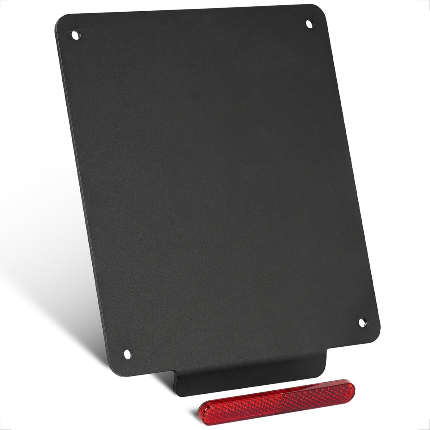 evermotor Motorrad Kennzeichenhalter 180x200 mm, mit 100 mm 150° Reflektor, Aluminium Motorrad Nummernschildhalter, Rückstrahler Hinten Katzenaugen Aluminiumlegierung