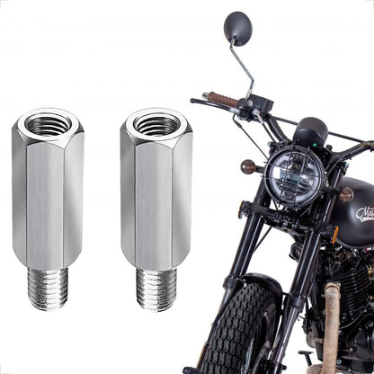 Evermotor Motorrad Spiegel Edelstahl Adapter M10 – 2 Stück Edelstahl Adapter mit Rechtsgewinde/Linksgewinde, Motorrad Motorroller Spiegel Adapter für Roller Rückspiegel Schrauben