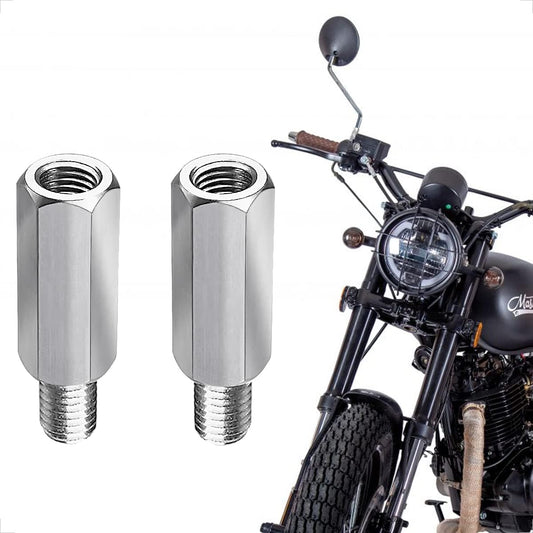 Evermotor Motorrad Spiegel Edelstahl Adapter M10 – 2 Stück Edelstahl Adapter mit Rechtsgewinde/Linksgewinde, Motorrad Motorroller Spiegel Adapter für Roller Rückspiegel Schrauben