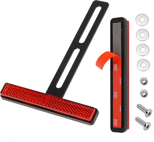 E4 Universal Motorrad Rückstrahler Hinten, Set mit T-Halterung rot