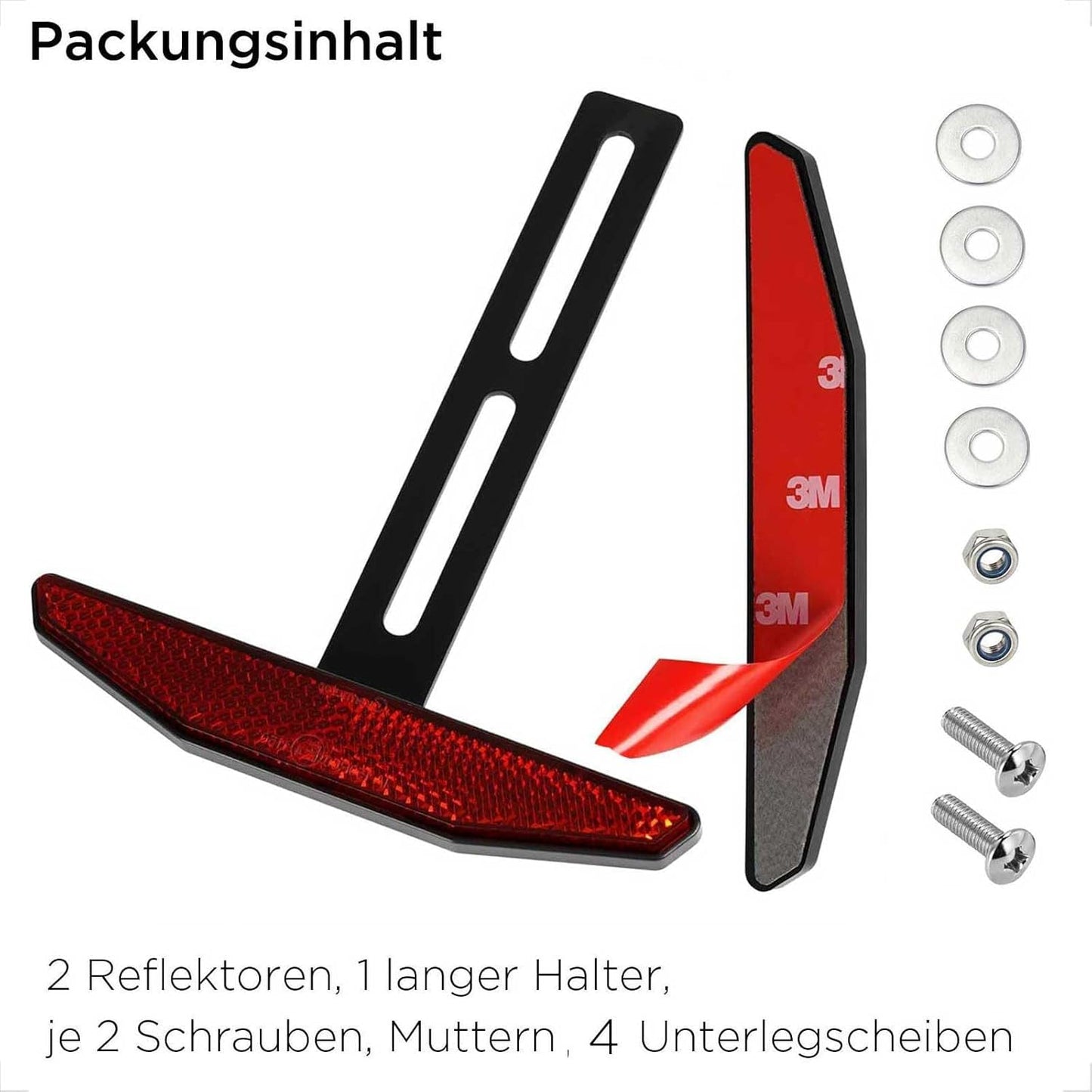 E4 Motorrad Rückstrahler 2er Set mit T-Halterung - E-geprüfte Reflektoren