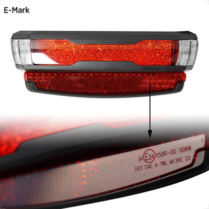 evermotor 6-58V LED Rücklicht Motorrad, StVZO Zugelassen Fahrrad Bremslicht mit Reflektor für Hinten Gepäckträger 50/80mm, 1000mm Kabel, K-mark, E24 E-geprüft, IPX67 Wasserdicht