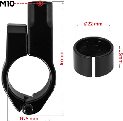 evermotor, Motorrad Spiegelhalterung 2 Stück, Aluminium Lenkerhalterung für Rückspiegel, passend für 22 mm / 25 mm Lenker, Schwarz