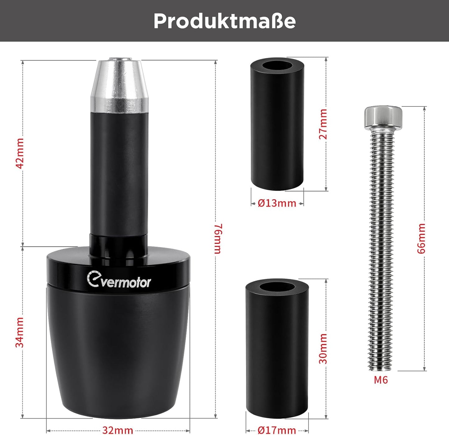 Evermotor 2 X Motorrad CNC Aluminum Lenkergriffe Lenkerenden, Motorrad Lenkergriffe Endkappen für Meisten Motorrand/Roller