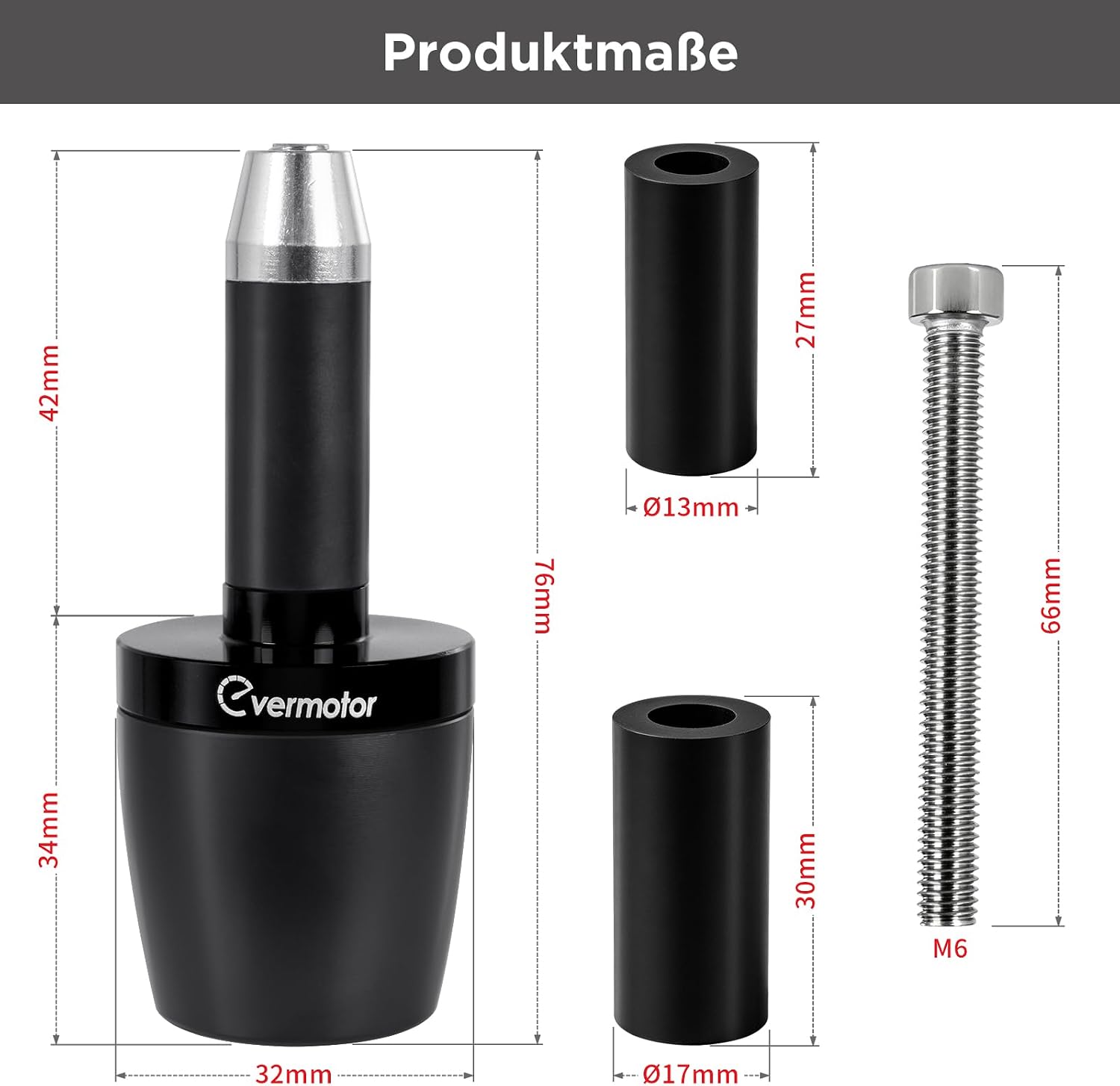 Evermotor 2 X Motorrad CNC Aluminum Lenkergriffe Lenkerenden, Motorrad Lenkergriffe Endkappen für Meisten Motorrand/Roller