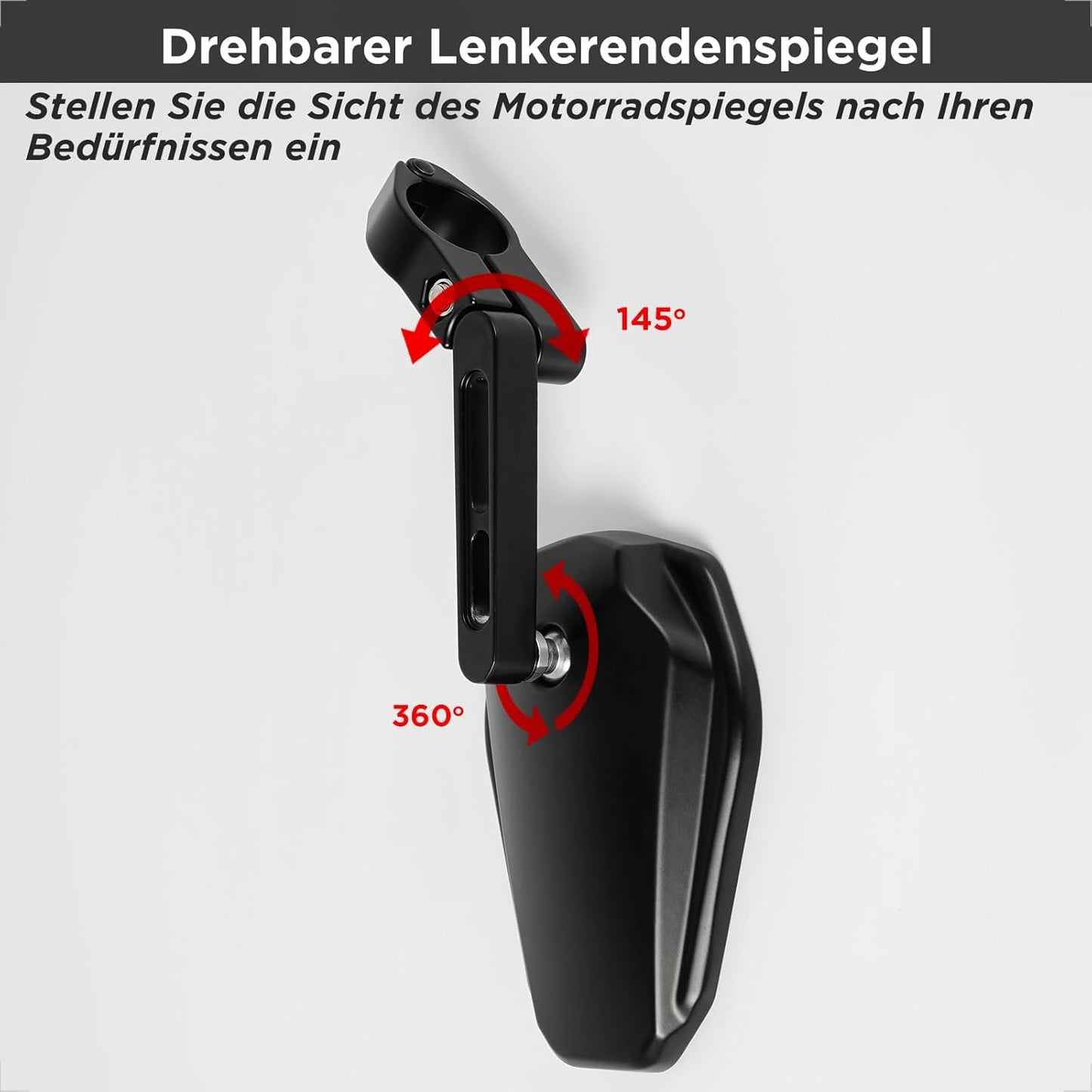 evermotor Motorrad Rückspiegel, Lenkerendenspiegel E-geprüft, 360° Verstellbar, Einfache Innenlenker-Montage, Universal für 22mm & 25,4mm Lenker, Schwarz (Aktualisierte Version)