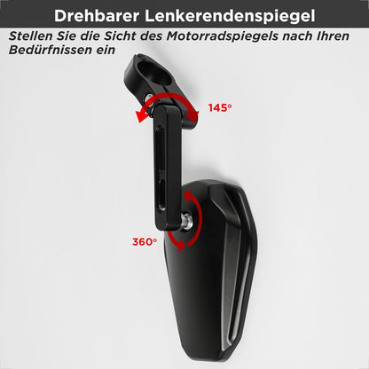 evermotor Motorrad Rückspiegel, Lenkerendenspiegel E-geprüft, 360° Verstellbar, Einfache Innenlenker-Montage, Universal für 22mm & 25,4mm Lenker, Schwarz (Aktualisierte Version)