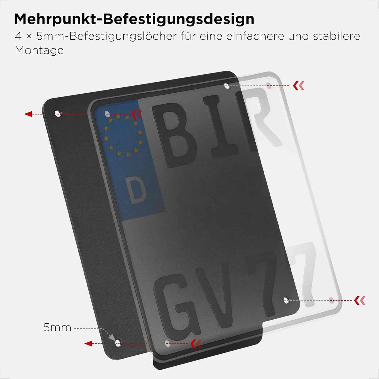 evermotor Motorrad Kennzeichenhalter 180x200 mm, mit 100 mm 150° Reflektor, Aluminium Motorrad Nummernschildhalter, Rückstrahler Hinten Katzenaugen Aluminiumlegierung