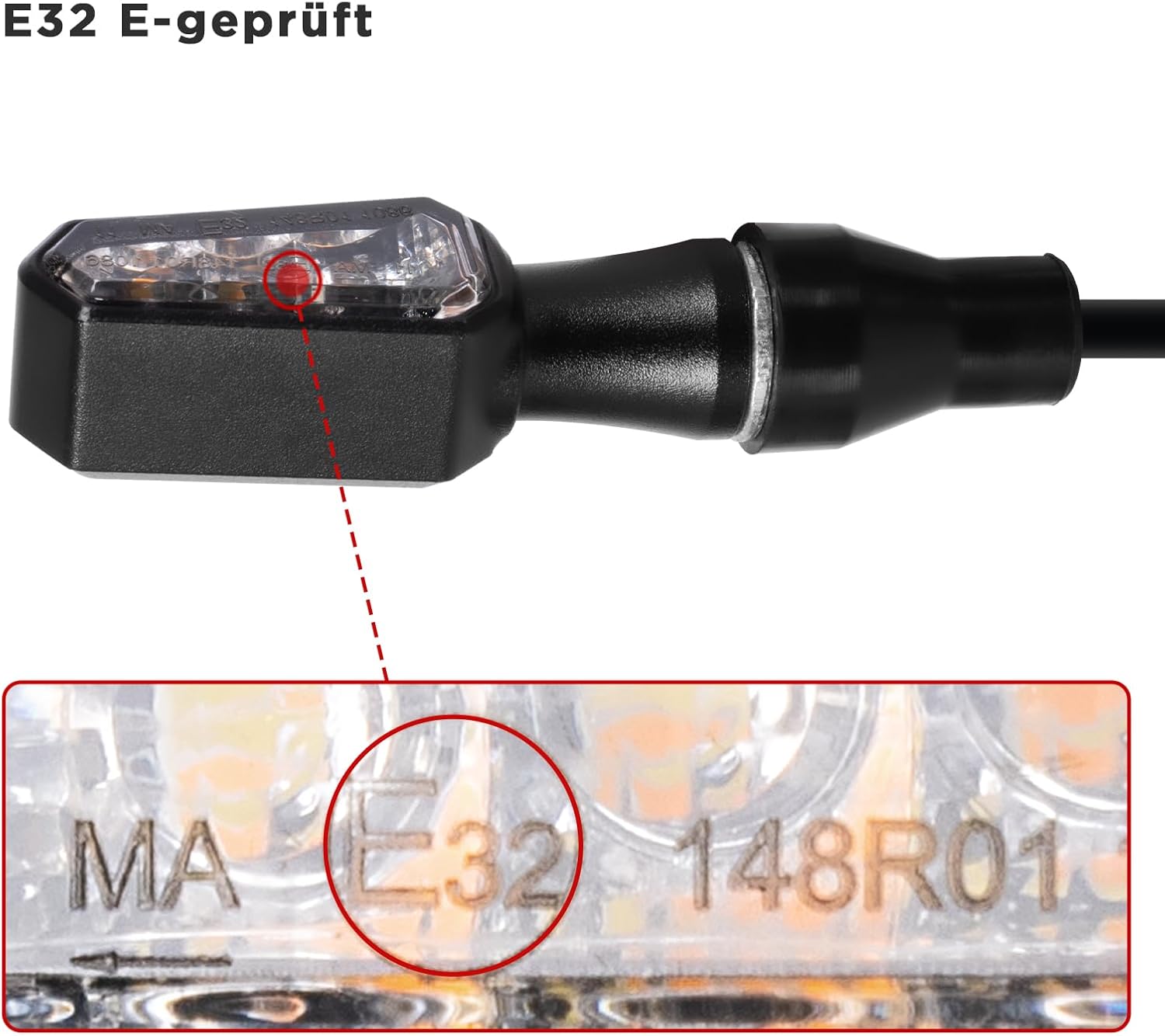 evermotor, 2in1 Mini LED Blinker Motorrad, E32 E-geprüft, Universal 12V M8 Motorrad Blinker, IP67 Wasserdicht, CNC Aluminiumschale, 2 Stück, Amber & Weiß, für Motorräder, Ebike, Quad ATV, Scooter