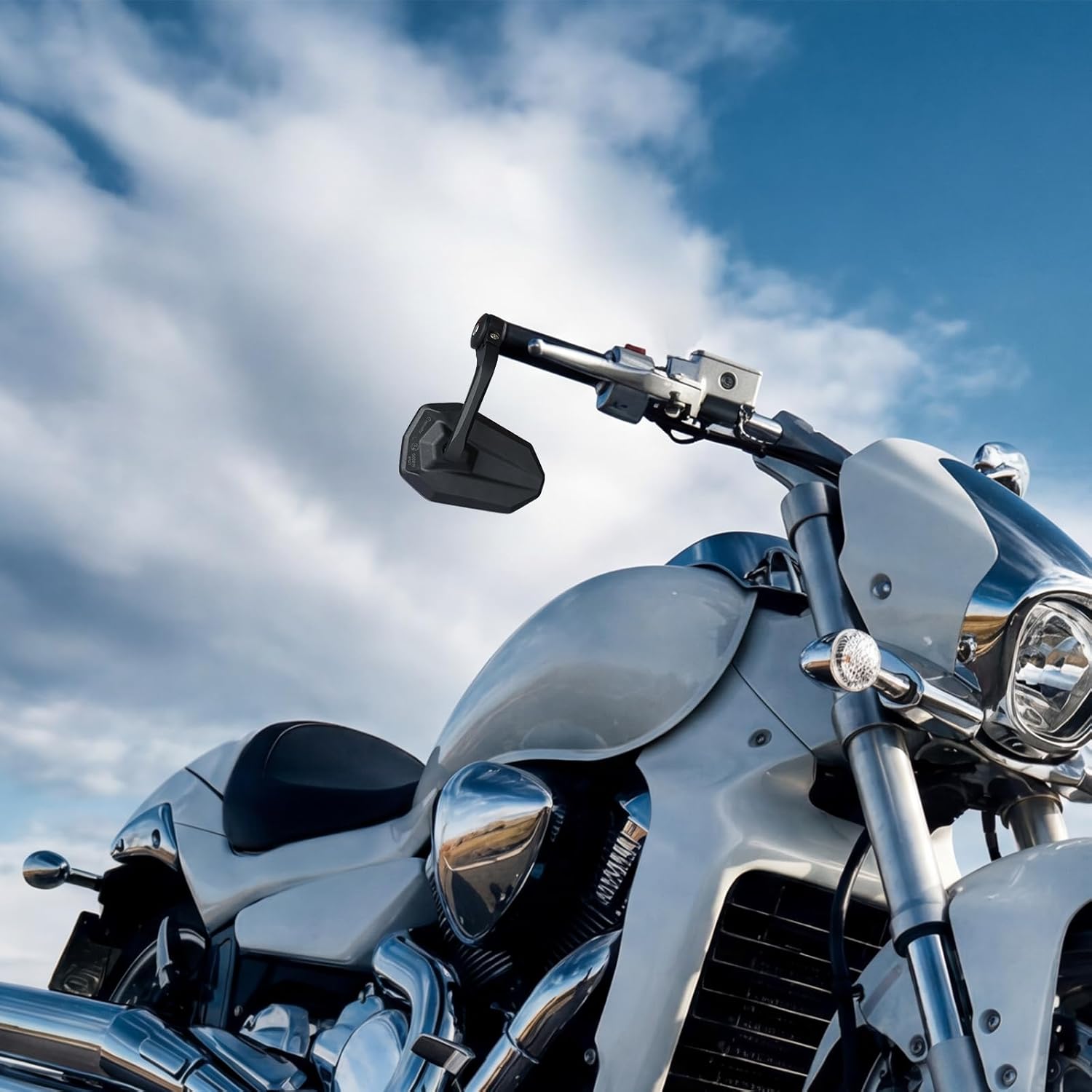 evermotor Motorrad Lenkerendenspiegel, Motorrad Spiegel E-geprüft, 360° Drehbar, für M8-Gewinde & Lenker Ø 13–15 mm und 17–19 mm, Aluminium, Matt Schwarz, Paar