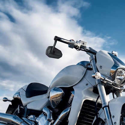 evermotor Motorrad Lenkerendenspiegel, Motorrad Spiegel E-geprüft, 360° Drehbar, für M8-Gewinde & Lenker Ø 13–15 mm und 17–19 mm, Aluminium, Matt Schwarz, Paar