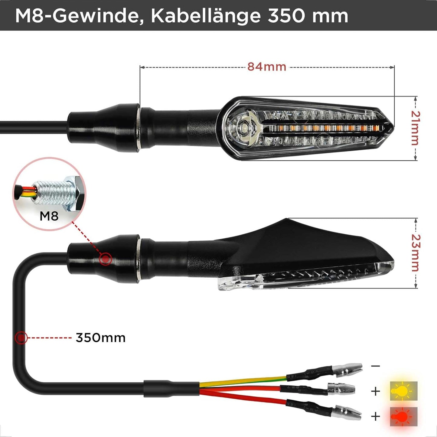 E32 LED Blinker Motorrad 2 Stück 12V 2in1 Positionslicht Rücklicht