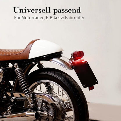 evermotor Bremslicht mit Motorrad LED-Rücklicht, 6-12V, IP67 Wasserdicht, 900mm Kabel, M18 CE-zertifiziert und StVZO-zugelassen,Einfache Montage für Motorräder, Fahrräder und E-Bikes