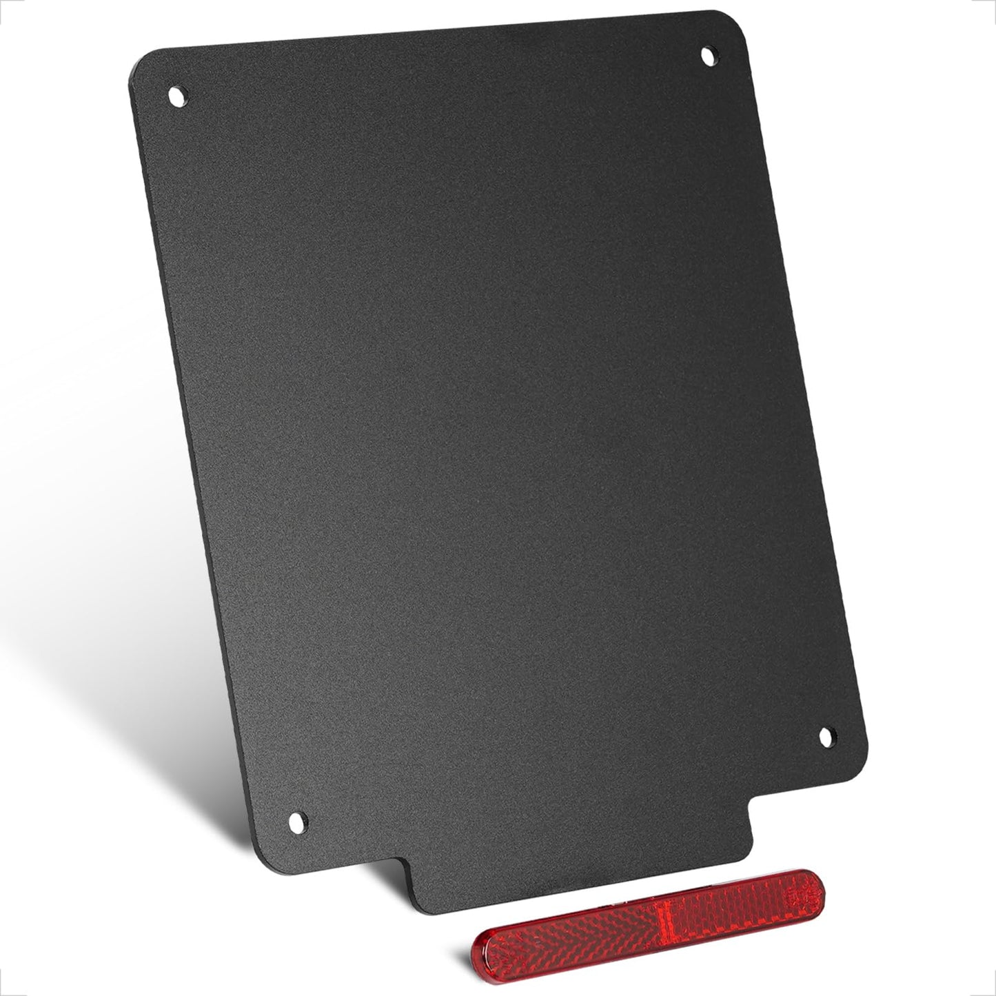 evermotor Motorrad Kennzeichenhalter 180x200 mm, mit 100 mm Reflektor, Aluminium Nummernschildhalter Motorrad-kennzeichenhalter, Rückstrahler Hinten Katzenaugen Reflektoren Aluminiumlegierung