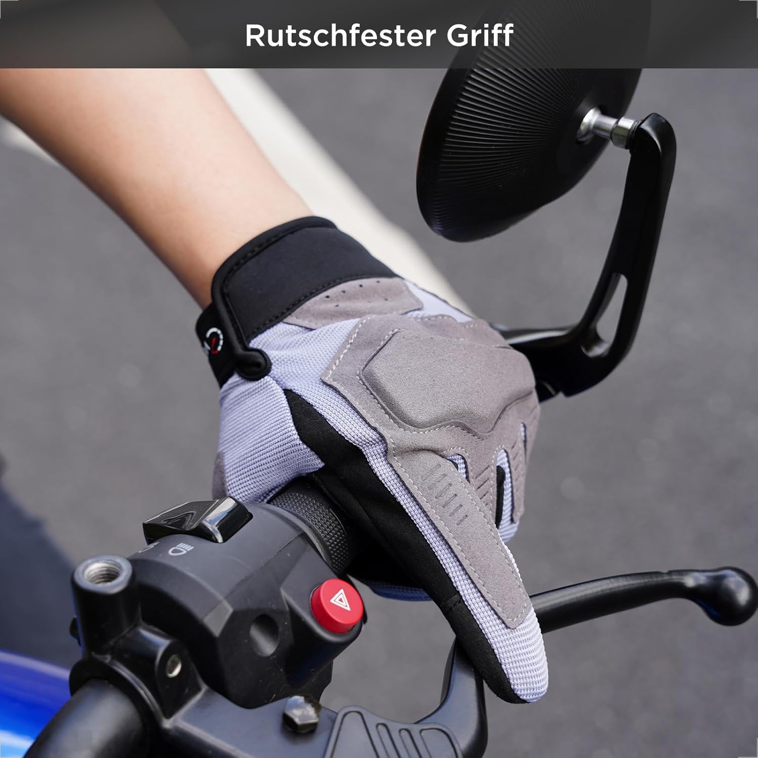 Sommer Motorradhandschuhe Touchscreen, atmungsaktiv Damen Herren Grey