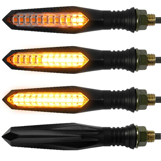 evermotor Lauflicht Blinker Motorrad LED 12V, 4 Stück Hohe Helligkeit Motorradblinker Laufeffekt, IP67 Wasserdicht, E-Geprüft, Kabellänge 300 mm