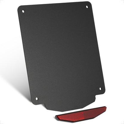 evermotor Motorrad Kennzeichenhalter 180x200 mm, mit 100 mm Reflektor, Aluminium Nummernschildhalter Motorrad-kennzeichenhalter, Rückstrahler Hinten Katzenaugen Reflektoren Aluminiumlegierung