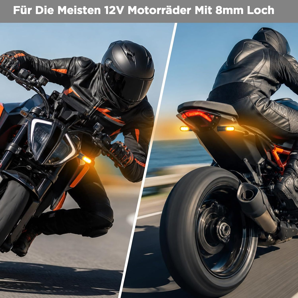 evermotor 12V LED Blinker Motorrad, E-geprüft Amber 2 Stück