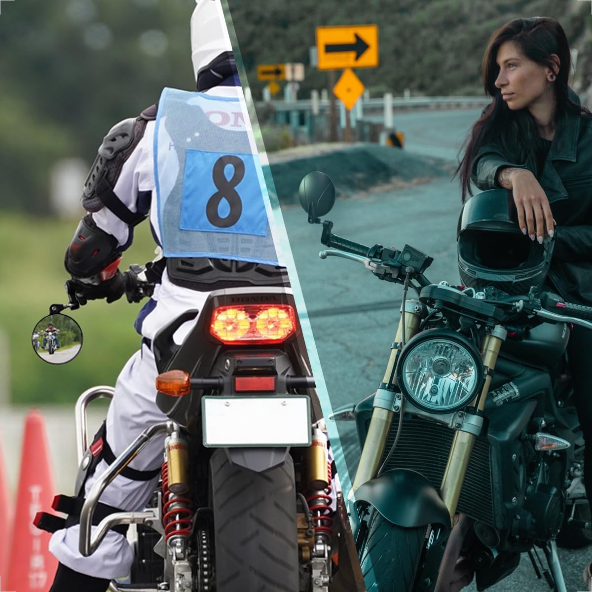 E9 Motorrad Spiegel 360° drehbar Aluminium Lenkerendenspiegel