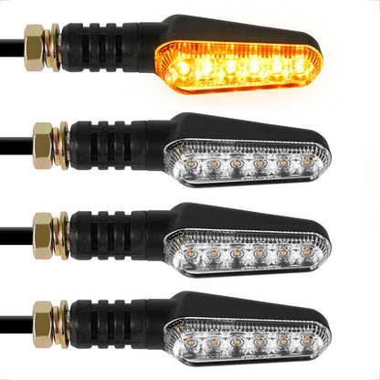 evermotor 6 LEDs Blinker Motorrad, Universal 12V 2.4W, E geprüft, 2 Stück | Wasserdicht IP67, Retro Schwarz, für e Scooter Quad ATV