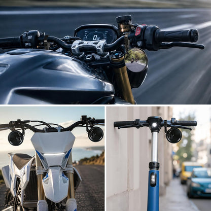evermotor, Motorrad Spiegelhalterung 2 Stück, Aluminium Lenkerhalterung für Rückspiegel, passend für 22 mm / 25 mm Lenker, Schwarz