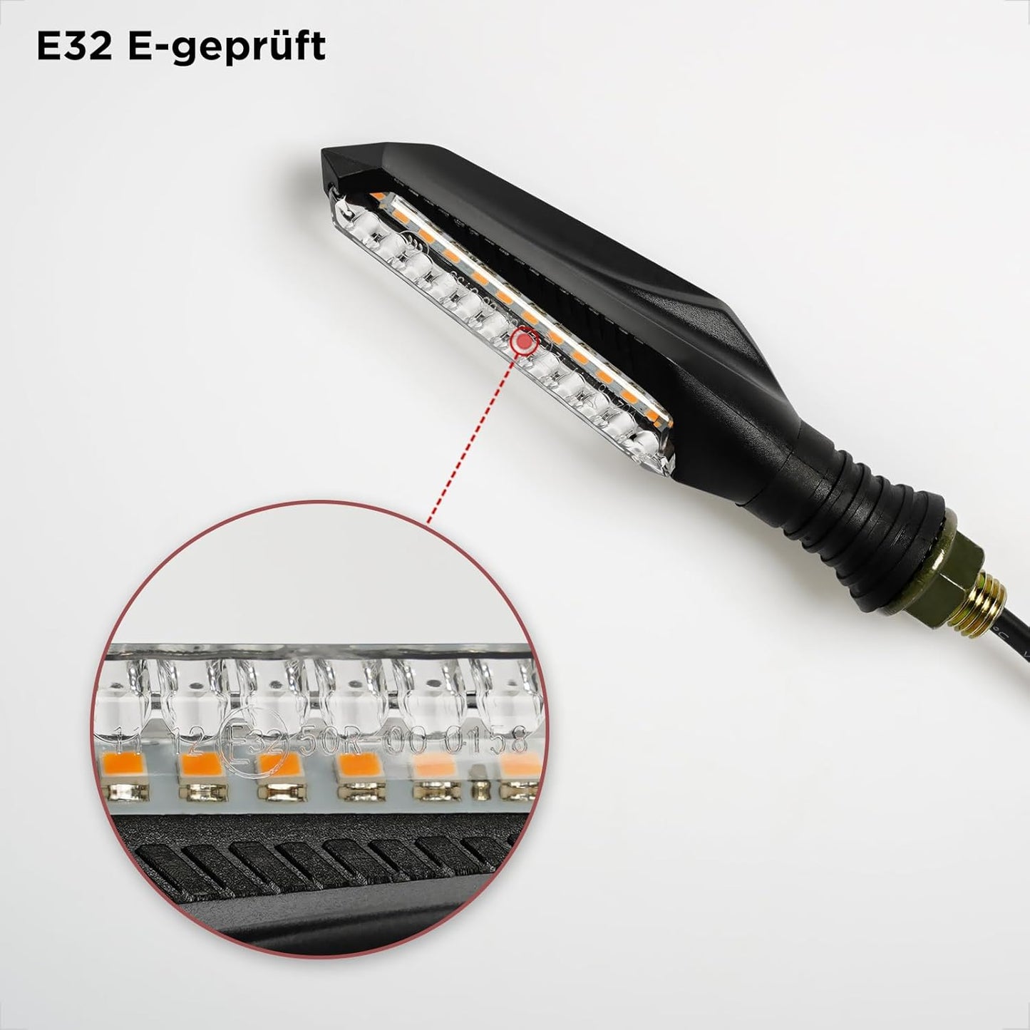 evermotor Lauflicht Blinker Motorrad LED 12V, 2 Stück Hohe Helligkeit Motorradblinker Laufeffekt, IP67 Wasserdicht, E-Geprüft, Kabellänge 300 mm