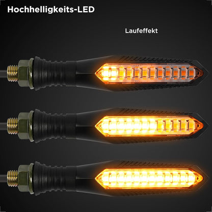 evermotor Lauflicht Blinker Motorrad LED 12V, 2 Stück Hohe Helligkeit Motorradblinker Laufeffekt, IP67 Wasserdicht, E-Geprüft, Kabellänge 300 mm