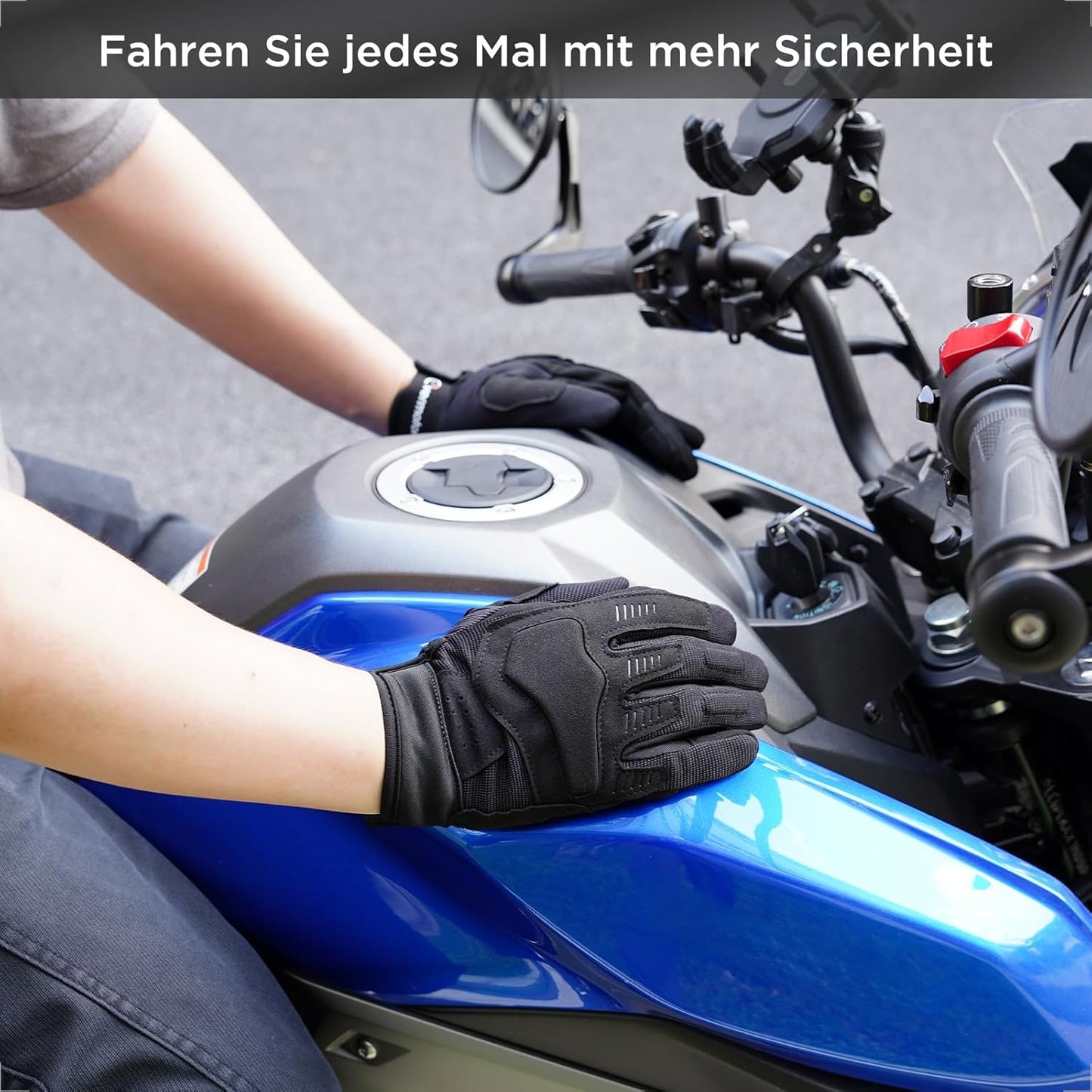 Sommer Motorradhandschuhe Touchscreen, atmungsaktiv Damen Herren