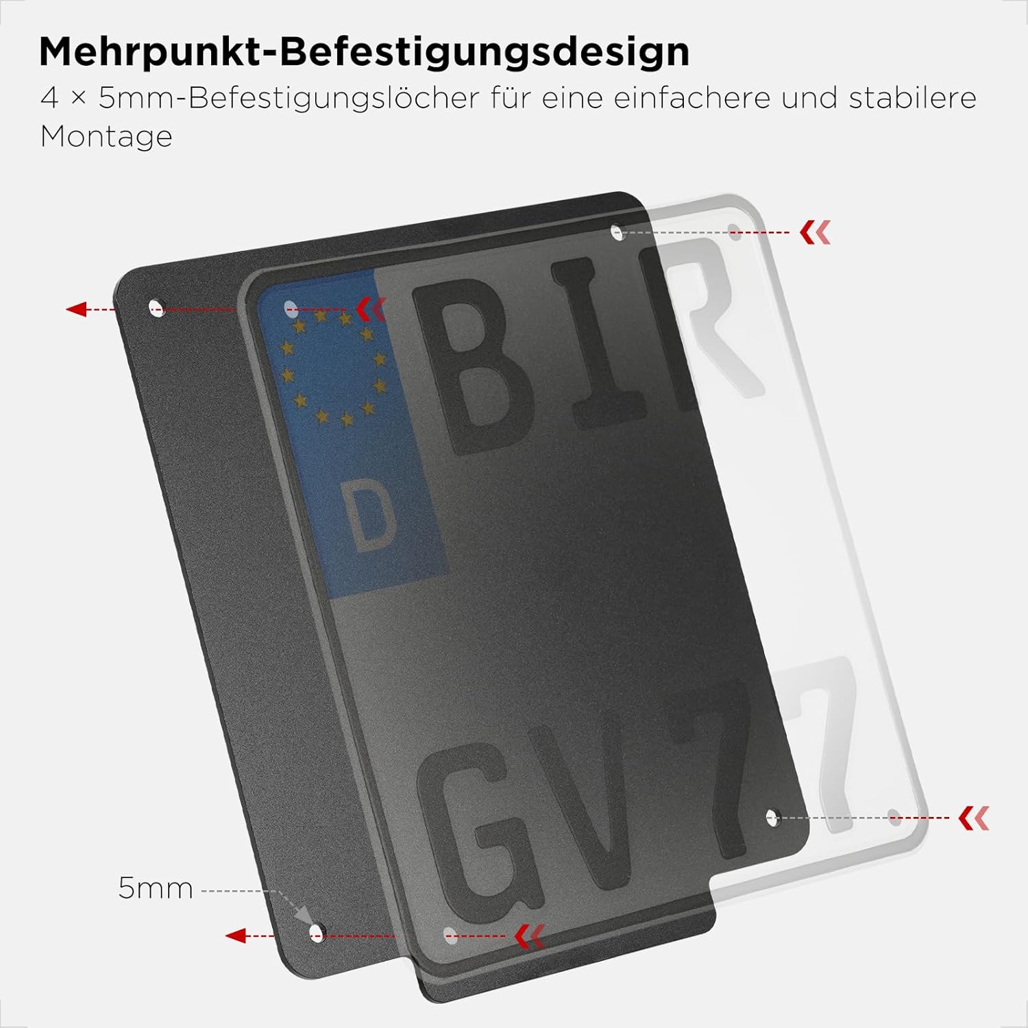 evermotor Motorrad Kennzeichenhalter 180x200 mm, mit 100 mm Reflektor, Aluminium Nummernschildhalter Motorrad-kennzeichenhalter, Rückstrahler Hinten Katzenaugen Reflektoren Aluminiumlegierung