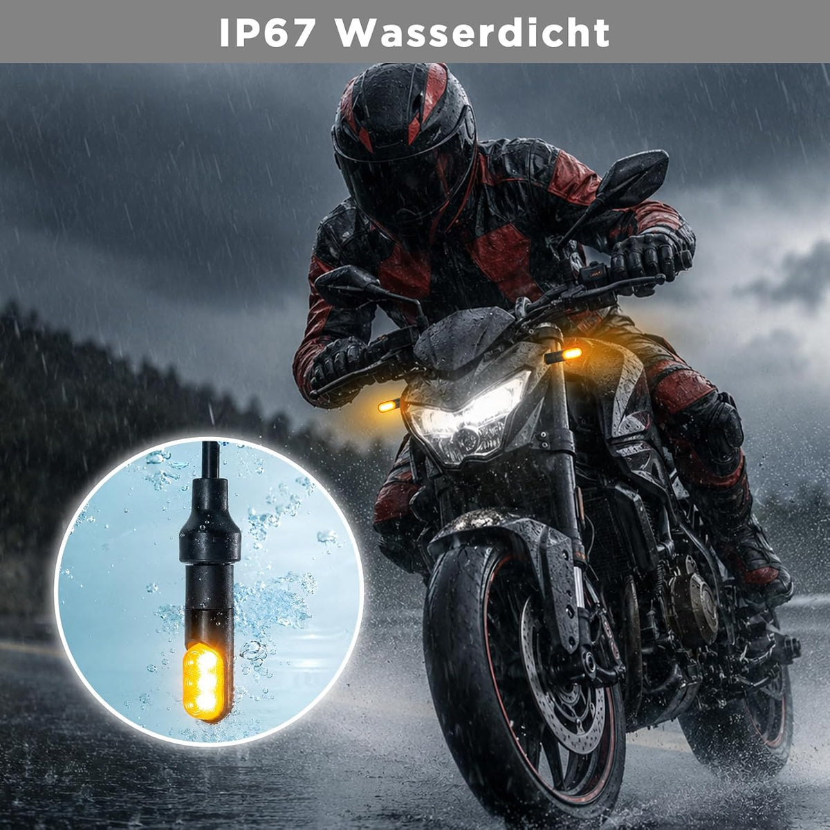 evermotor 12V LED Blinker Motorrad, E-geprüft Amber 2 Stück