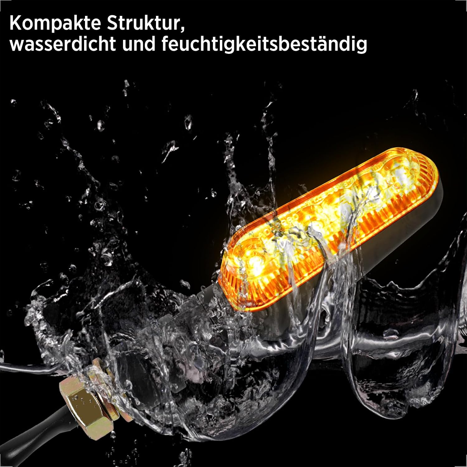 evermotor 6 LEDs Blinker Motorrad, Universal 12V 2.4W, E geprüft, 2 Stück | Wasserdicht IP67, Retro Schwarz, für e Scooter Quad ATV
