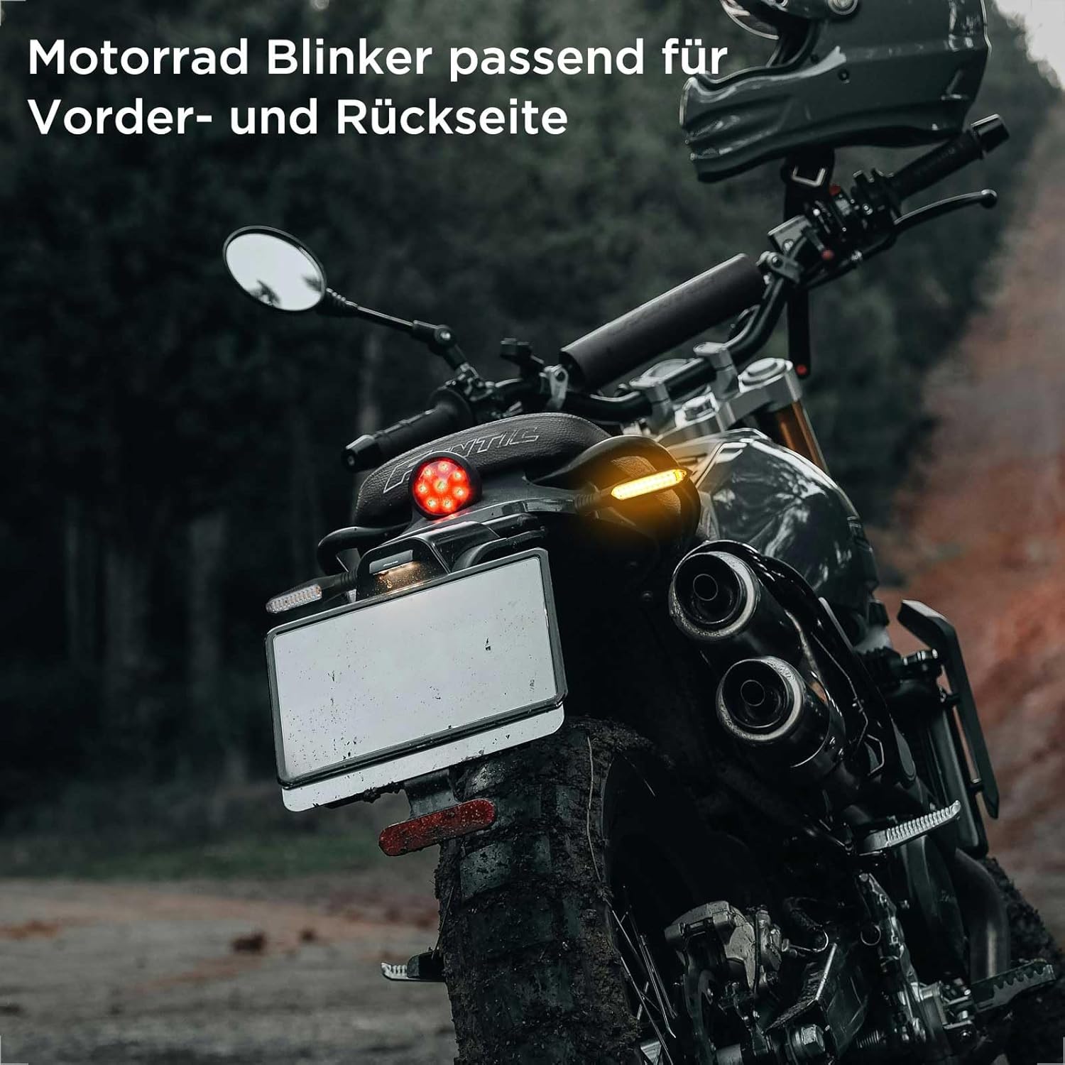 evermotor Lauflicht Blinker Motorrad LED 12V, 2 Stück Hohe Helligkeit Motorradblinker Laufeffekt, IP67 Wasserdicht, E-Geprüft, Kabellänge 300 mm