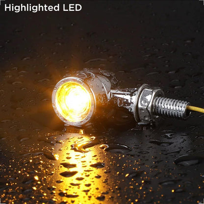 evermotor Universal 12V E24 Mini Motorrad LED Blinker Bullet Zinklegierung im Feinguss IP67 Wasserdicht E geprüft (4 Stück Silber)