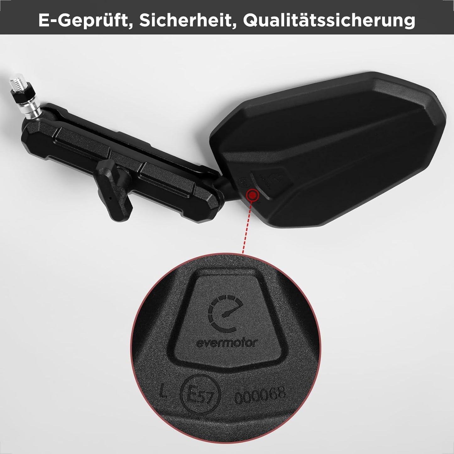 evermotor E-geprüft Motorradspiegel 360° Verstellbar mit Doppelgelenk – Stoßfeste Rückspiegel Set M8/M10, Universell für Motorrad, ATV, Moped, Quad und Adventure/Enduro (2 Stück)