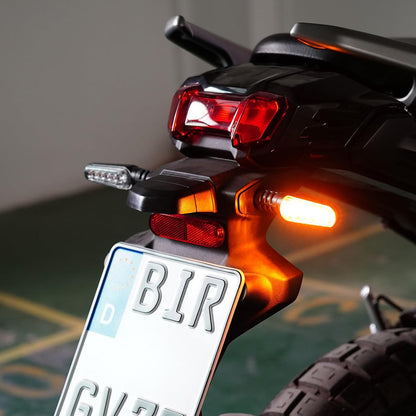 evermotor 6 LEDs Blinker Motorrad, Universal 12V 2.4W, E geprüft, 2 Stück | Wasserdicht IP67, Retro Schwarz, für e Scooter Quad ATV