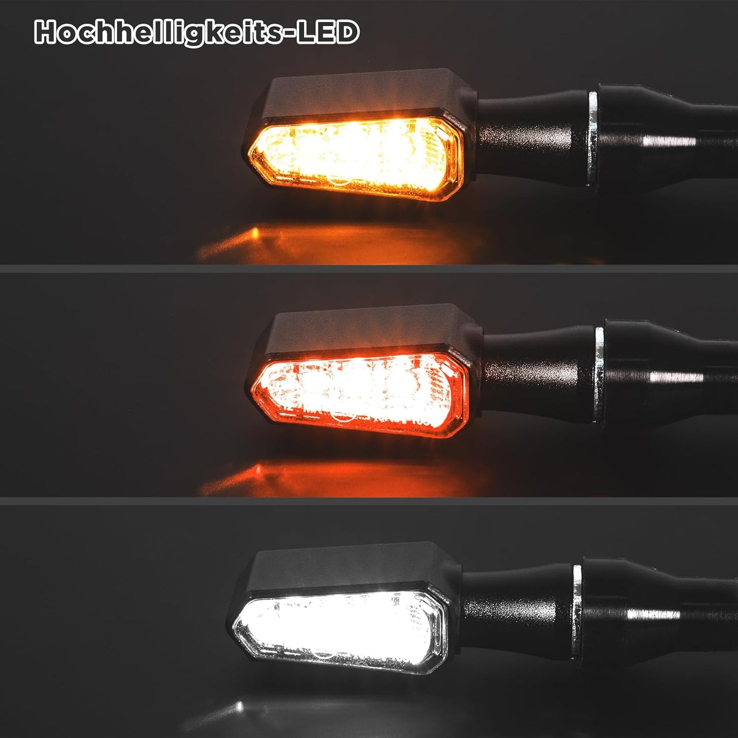 E32 2in1 Mini LED Blinker Motorrad, Alu CNC M8 amber weiß rot