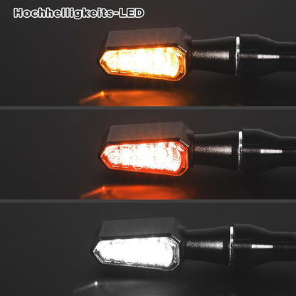 E32 2in1 Mini LED Blinker Motorrad, Alu CNC M8 amber weiß rot