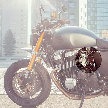 Zweilagiger Motorrad-Luftfilter aus Stahl, rot, waschbar und wiederverwendbar
