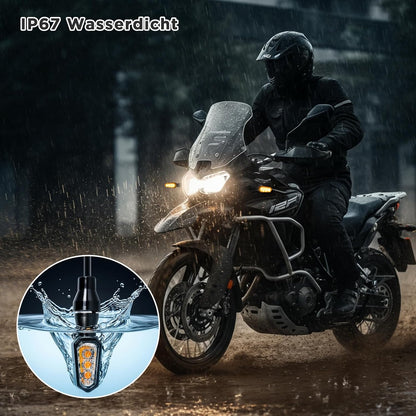 evermotor, 2in1 Mini LED Blinker Motorrad, E32 E-geprüft, Universal 12V M8 Motorrad Blinker, IP67 Wasserdicht, CNC Aluminiumschale, 2 Stück, Amber & Weiß, für Motorräder, Ebike, Quad ATV, Scooter