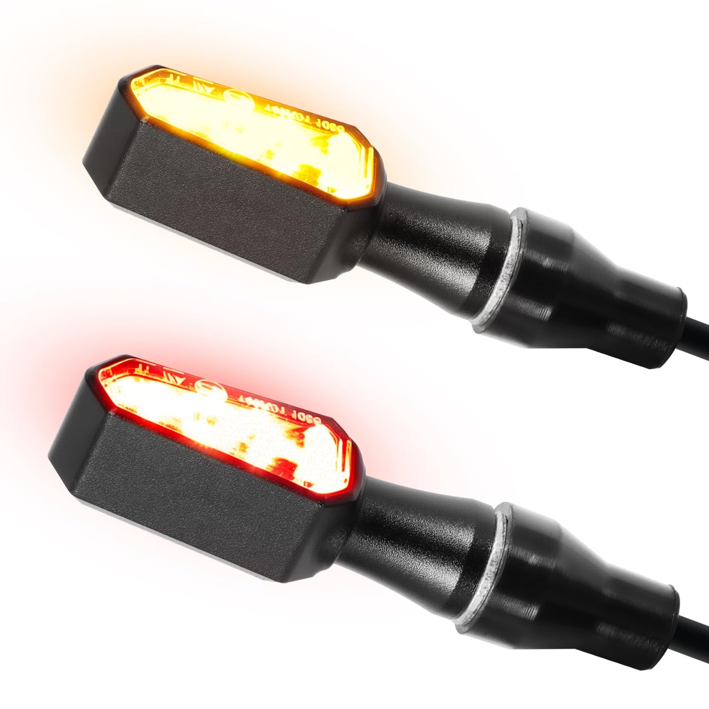 evermotor, 2in1 Mini LED Blinker Motorrad, E32 E-geprüft, Universal 12V M8 Motorrad Blinker, IP67 Wasserdicht, CNC Aluminiumschale, 2 Stück, Amber & Weiß, für Motorräder, Ebike, Quad ATV, Scooter